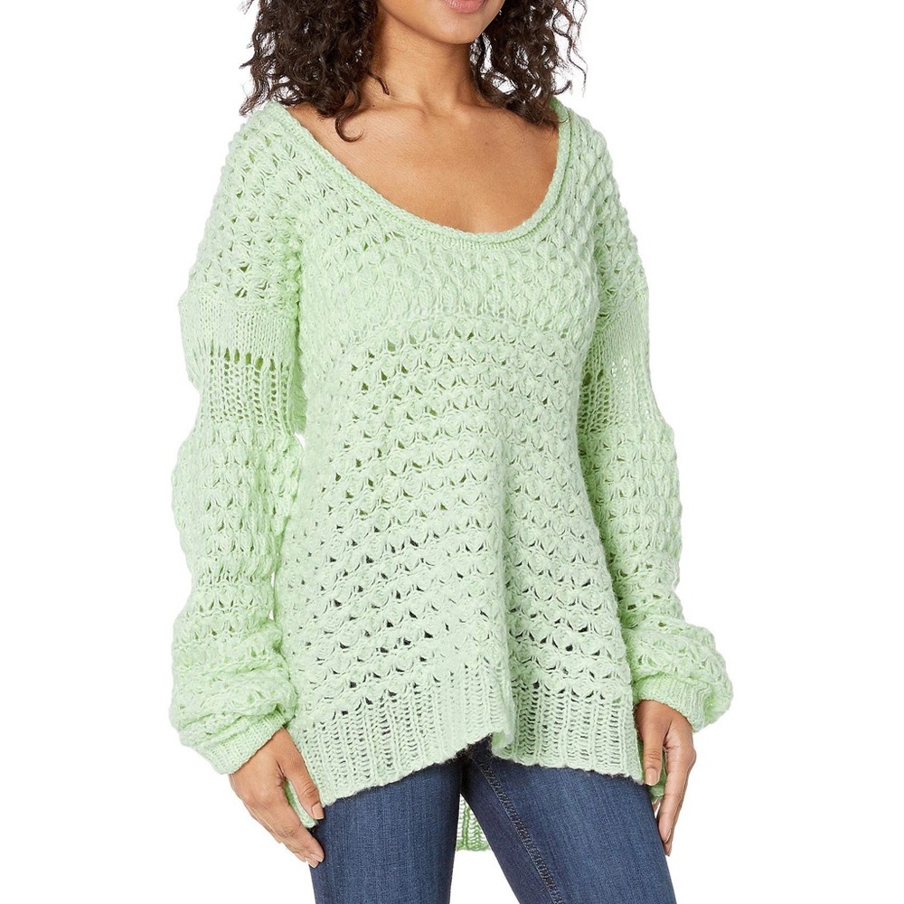 NWT Free People Crashing Waves Green Sweater M